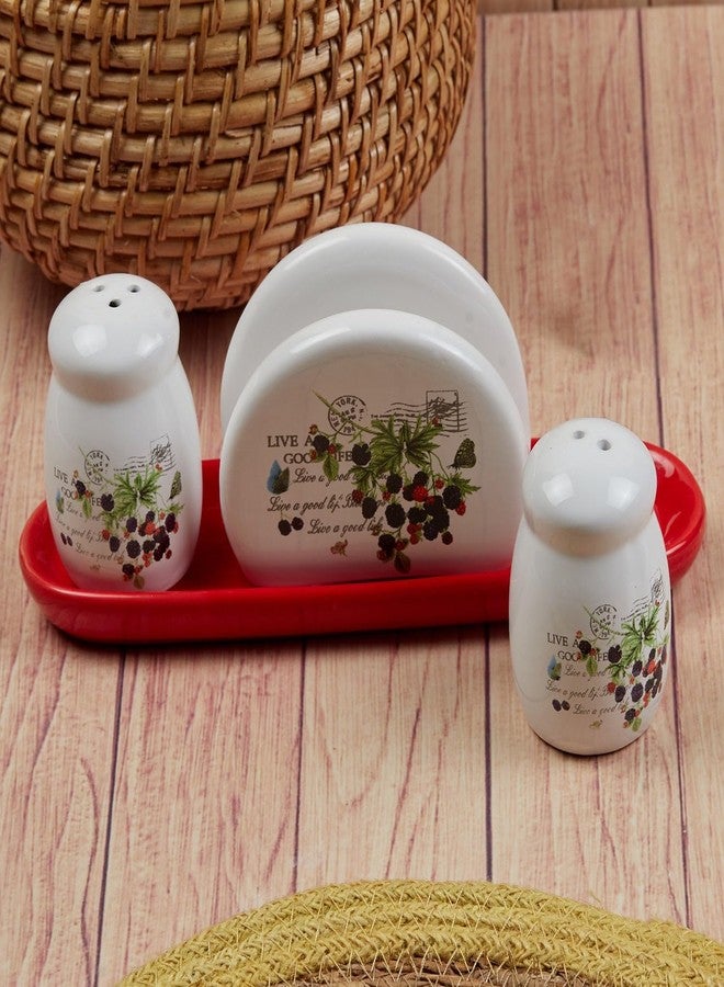 Kookee Ceramic Salt and Pepper Shakers Set with Tray - Elegant Namak Dani, Spice Sprinkler & Dispenser for Dining Table, Kitchen & Restaurant Use (11154) - Image 2